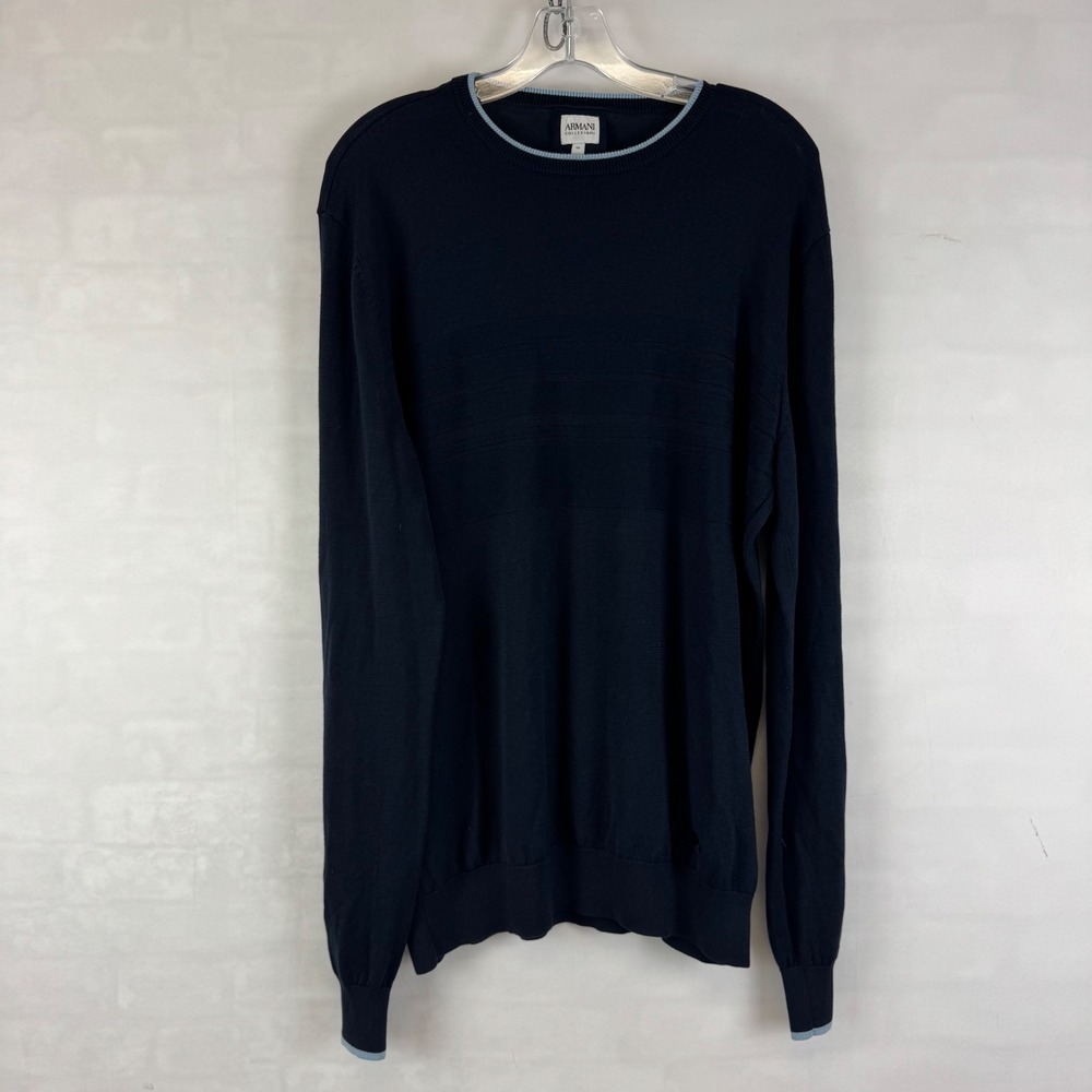 Armani Collezioni Navy Lightweight Knit Crewneck Sweater XXL‎